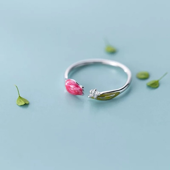 🌹 White Gold Plated Sterling Silver Rose Ring - Picture 3 of 4